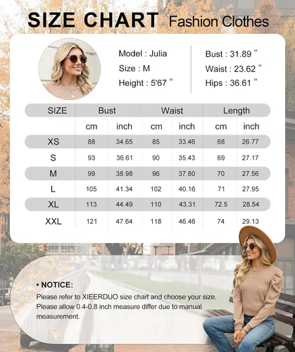 Vista 5 de XIEERDUO Sudaderas para mujer, cuello redondo, manga abombada, suéteres sueltos, ropa moderna y fluida