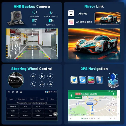 Vista 9 de 4+64G 9 '' Android 15 Estéreo del coche para Honda Civic 2006-2011 IPS Touchscreen Radio Wireless CarPlay Android Auto 5G WiFi Bluetooth Plug and