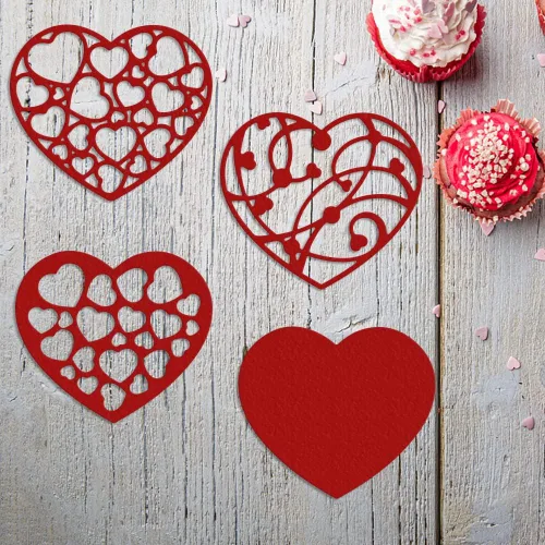 Vista 3 de 4 troqueles de corte de metal con fondo de corazón de San Valentín para suministros de fabricación de tarjetas, troqueles para el día de San 4