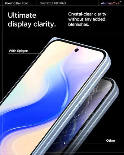 Vista 6 de Spigen AluminaCore - Protector de pantalla de vidrio templado [Glas.tR EZ Fit Pro] diseñado para Pixel 10 Pro Fold [2 Pack] Dureza 9H+, durabilidad