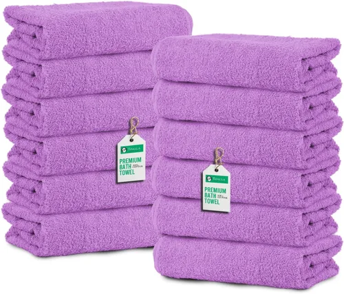 Vista 11 de Toallas de baño_Paquete de 12 toallas de baño beige (paquete de 12, 27 pulgadas de ancho x 54 pulgadas de largo), color beige, toalla de algodón