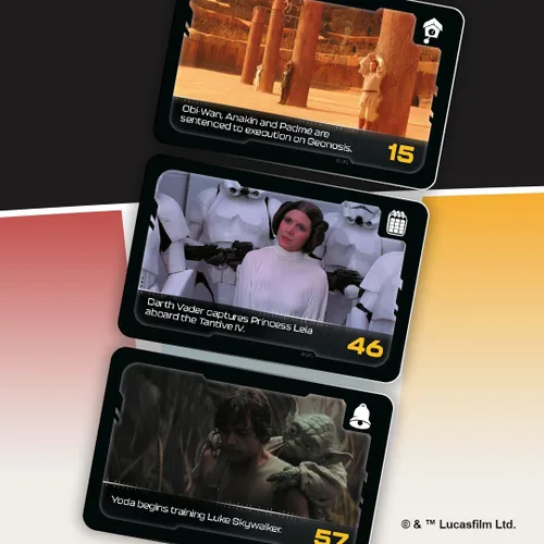 Vista 7 de Timeline Twist Star Wars Edition - ¡Organiza escenas icónicas de películas! Juego de trivia cooperativo, divertido juego familiar para niños