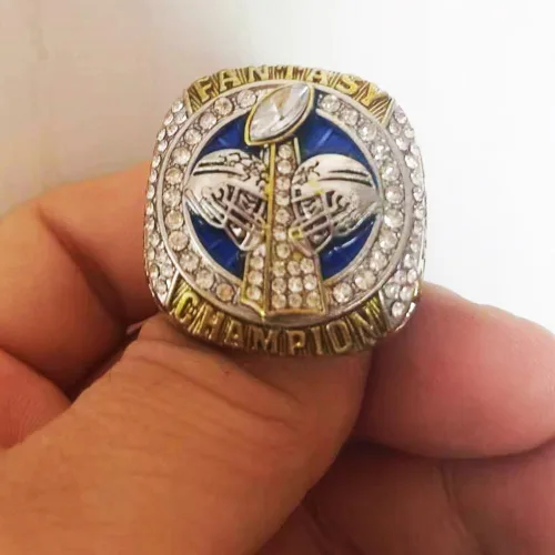 Vista 3 de Anillo de fútbol de fantasía 2022 Anillo de campeonato FFL pesado Trofeo de premio chapado en oro plateado para el ganador de la Liga de Fútbol