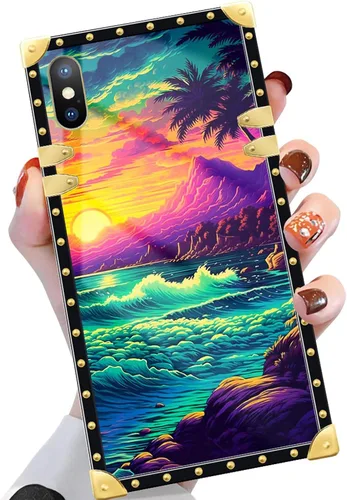 Vista 8 de Funda compatible con iPhone X/Xs, TPU suave de lujo y parte trasera de policarbonato duro para niñas y mujeres, funda protectora a prueba de golpes