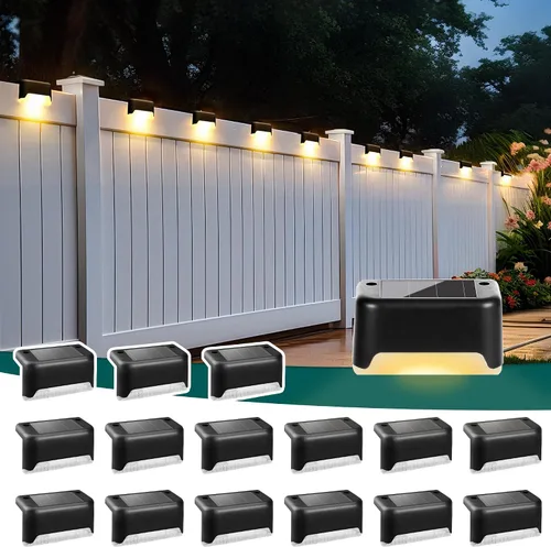 Vista 12 de SOLPEX - Luces solares para cubierta al aire libre, impermeables, paquete de 12 unidades, luces LED para escalones, terraza, vallas, patios