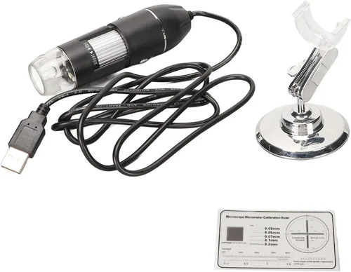 Vista 7 de Microscopio digital USB 50X a 1600X, cámara endoscopio de aumento con 8 LED, microscopio portátil de mano con soporte para Android