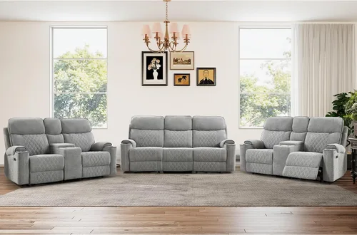 Vista 40 de HAOMARKETS Silla reclinable eléctrica para adultos con puerto USB, sofás reclinables eléctricos de tela suave con portavasos de metal, sillas