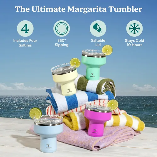 Vista 2 de Reduce Saltini - Vaso de cóctel de 16 onzas, vaso aislado de margarita con tapa, mantiene las bebidas frías durante 10 horas, alternativa al vaso