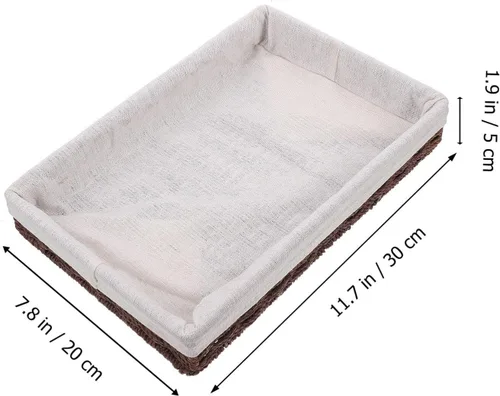 Vista 2 de STOBAZA Cestas de almacenamiento de mimbre, cestas de mimbre de cuerda de papel tejidas a mano, pequeñas cestas rectangulares para organización