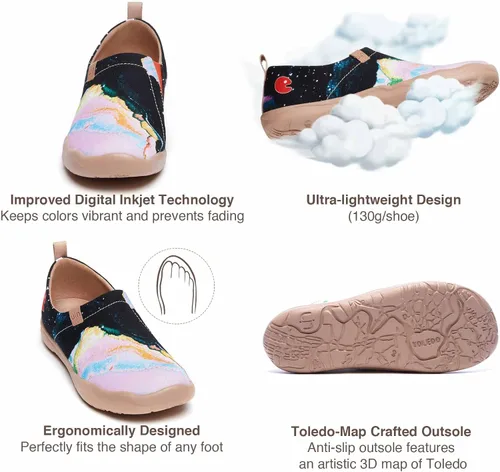 Vista 7 de UIN Zapatos para caminar de lona pintados Beso para hombre Negro