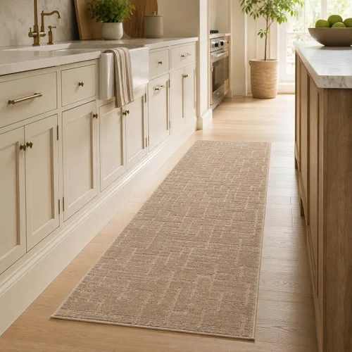 Vista 6 de Well Woven Serenity - Alfombra suave extra larga para pasillo, escalera, trufa de lino, 31 pulgadas x 24 pies