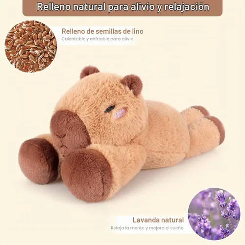 Vista 2 de SuzziPals Capibara de Peluche Calentable y Enfriable, Peluches de Almohadilla de Calentamiento para Microondas para Relajación y Alivio, Juguetes