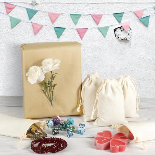 Vista 7 de HRX Package 20 bolsas de muselina de 5 x 7 pulgadas, bolsas de algodón con cordón para regalo, regalos de fiesta, joyas, bricolaje