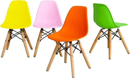 Vista 8 de Costzon Juego de mesa y silla para niños, 5 piezas de escritorio para niños de estilo moderno de mediados de siglo con patas de madera, marco