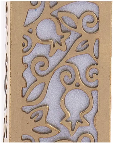 Vista 4 de Yair Emanuel Mezuzah de granada cortada con láser - Gris con recubrimiento dorado