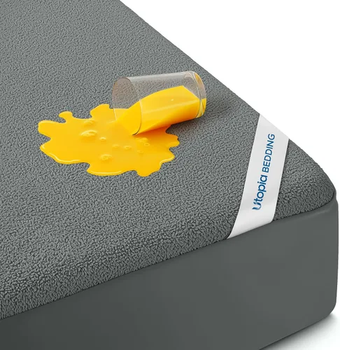 Vista 45 de Utopia Bedding – Protector impermeable de colchón tamaño individual, funda de colchón de terry premium de 200 GSM, transpirable, estilo ajustado