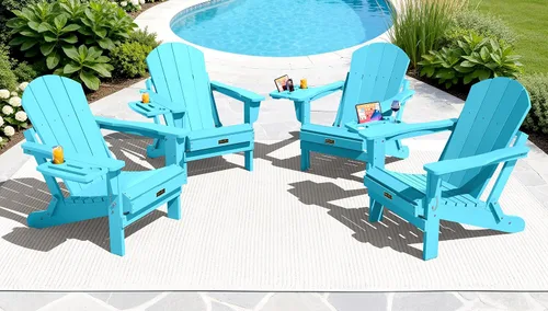 Vista 98 de SERWALL Silla Adirondack plegable para exteriores, silla de patio con portavasos - Ejército