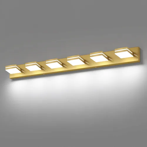 Vista 28 de SineRise - Moderna lámpara LED para tocador de baño (2 luces, 39.4 cm, regulable), iluminación de pared de baño moderna de acrílico cepillado sobre