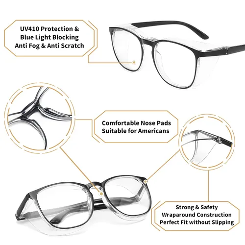 Vista 3 de Alsenor Gafas de seguridad antiniebla, gafas protectoras con bloqueo de luz azul, antipolvo, protección UV, para hombres y mujeres