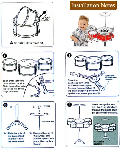 Vista 7 de Juego de tambor para niños, instrumento de percusión educativo para niños, juguete estimulante de la creatividad de los niños, juguete de jazz