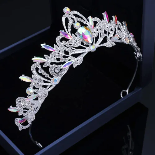 Vista 9 de Kamirola Diadema de coronas y tiaras de cristal para niñas o mujeres fiesta de cumpleaños boda graduación novia Navidad San Valentín