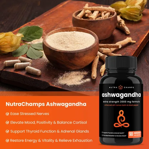 Vista 5 de NutraChamps Paquete de 2 cápsulas de ginseng coreano y cápsulas de Ashwagandha