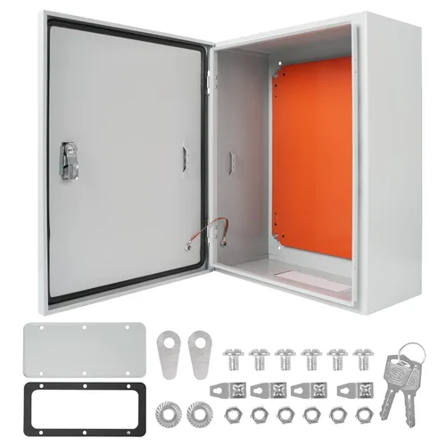 Vista 7 de Caja eléctrica de acero laminado en frío de 16 x 16 x 8 pulgadas, caja eléctrica gruesa para interiores y exteriores, con placa de montaje IP66