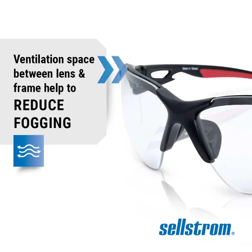 Vista 4 de Sellstrom Gafas de seguridad XP450, antivaho y 99% UV, alto impacto, antideslizante, protección ocular para hombres y mujeres, para usos