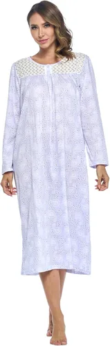 Vista 16 de Casual Nights Vestido de dormir floral de manga larga para mujer, camisón Henley de longitud completa Baya(Berry floral)