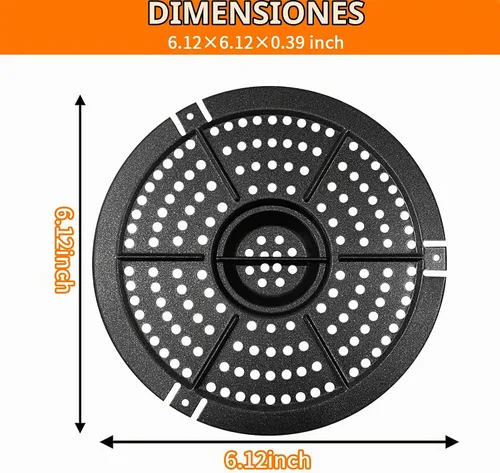 Vista 2 de Bandeja para parrilla, bandeja de repuesto para freidora de aire redonda de 6.1 pulgadas, 2 cuartos de galón, accesorios para placa para parrilla