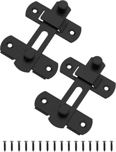 Vista 10 de Cerradura de puerta corrediza de granero, pestillos de seguridad de acero inoxidable y cerrojos de perno de puerta para gabinete de vino, baño, Negro