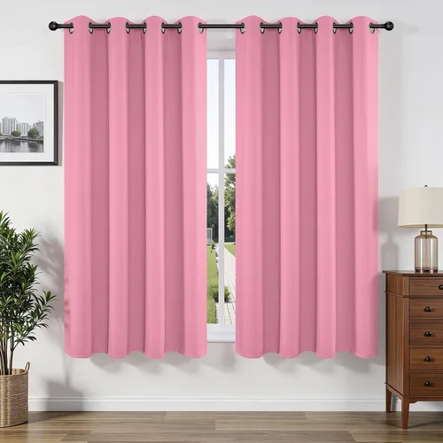 Vista 112 de Joydeco - Juego de 2 paneles de cortinas opacas de 63 pulgadas, 2 cortinas largas con aislamiento térmico burg, cortinas de oscurecimiento