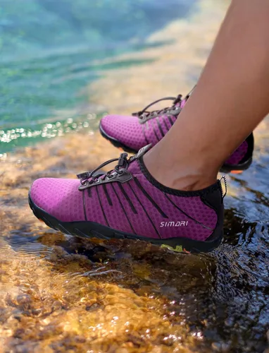 Vista 5 de Simari Zapatos de agua para mujer, hombre, natación, playa, piscina, deportes acuáticos, secado rápido, estilo descalzo, buceo, surf y caminar