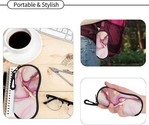 Vista 51 de Hion Sunglasses Case Ultra Light Neoprene Zipper Eyeglass Soft Case with Belt Clip