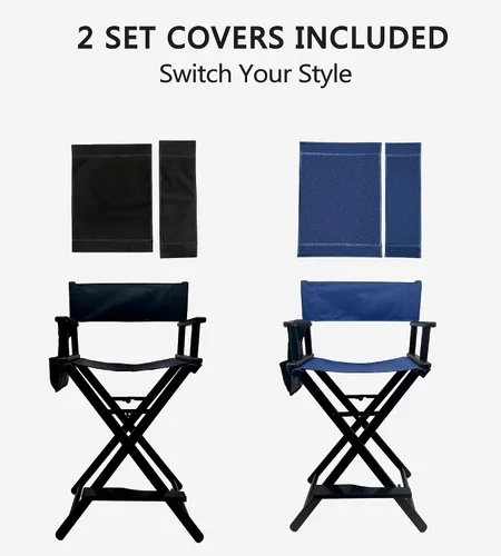 Vista 8 de Silla plegable extra alta de 30 pulgadas, silla de aluminio ligera para artista de maquillaje para cliente, silla de director portátil para estudio