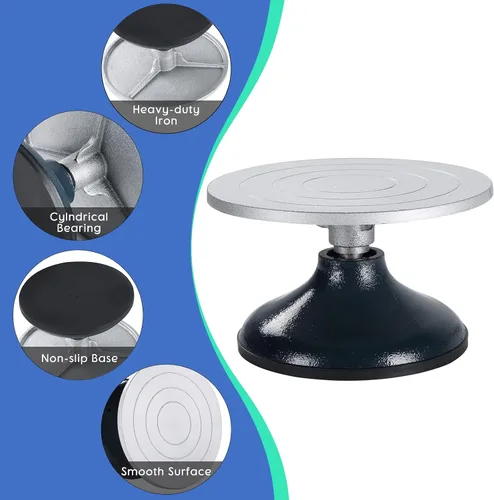 Vista 4 de NATGAI Rueda de escultura de 7 pulgadas, construcción de metal resistente y tocadiscos con rodamientos de bolas (7 pulgadas de diámetro)