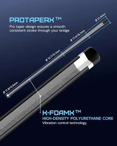 Vista 3 de KONLLEN Carbon Fiber Pool Cue, Low Deflection Shaft with Pro Taper, Ebony Inlay Design, 12.5mm / 11.8mm Tip, Adjustable Weight System