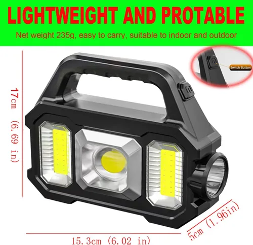 Vista 8 de Linterna LED solar reflector linterna linterna de mano proyector luces de trabajo 6 Light Modes/ Rechargeable Super Bright 6000LM/ Multifunctional