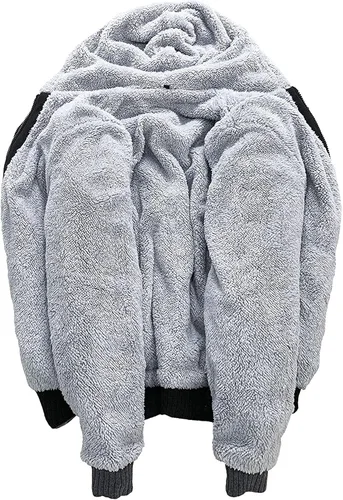 Vista 2 de JACKETOWN Sudadera con capucha de forro polar pesado para hombre, con cremallera completa, forro de sherpa, abrigo cálido de lana