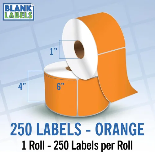 Vista 12 de Blank Labels Etiquetas en rollo de transferencia térmica directa de 4 x 6 pulgadas, 290 azules Núcleos de 3 pulgadas con Perfs Easy Tear