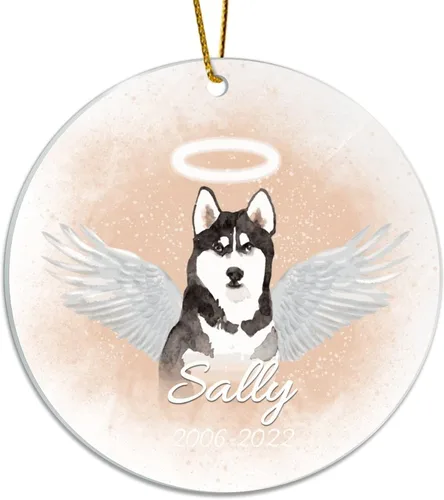 Vista 15 de Personalized Acrylic Pet Memorial Ornament, Acrylic, English Setter Hanging Keepsake, Dog Remembrance Ornament, Dog Gifts, Dog Angel Wings Ornament