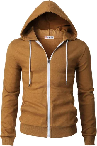 Vista 43 de H2H Sudadera con capucha y cremallera para hombre, ligera, de manga larga, básica, ajustada, de algodón, con bolsillo Cmohol048-gris