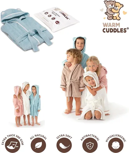 Vista 3 de Bata de baño suave de alta calidad para bebés y niños, rayón de bambú orgánico, bata con capucha, bata para niñas y niños