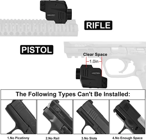 Vista 5 de 600 Lumens Pistol Light, Green Laser Light Combo for Picatinny Rail Mounted, Tactical Flashlight with Green Beam for Pistol, Strobe&Steady for