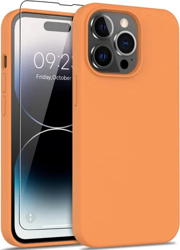 Vista 9 de DEENAKIN Funda compatible con iPhone 14 Pro Max con protector de pantalla, funda de goma de silicona suave para mujeres, niñas, mujeres y niñas