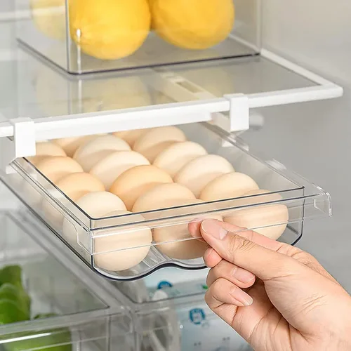 Vista 8 de Farochy Organizadores de Cajones para Refrigerador - Caja de Almacenamiento con Soporte para Huevos para Estante de Nevera para Frutas y Verduras