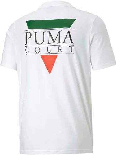 Vista 4 de PUMA Camiseta casual de manga corta con cuello redondo para hombre, color blanco