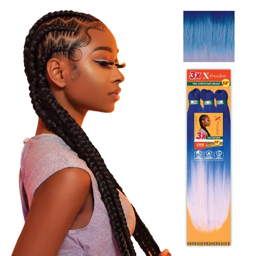 Vista 48 de Sensationnel X-Pression - Trenzas sintéticas prestiradas, 3 unidades, 58 pulgadas, negro azabache 1 Cabello trenzado, Kanekalon, ignífugo