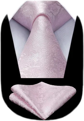 Vista 30 de Corbatas florales tejidas clásicas para hombre, corbata cuadrada de bolsillo, corbatas formales para hombres, boda con pañuelo