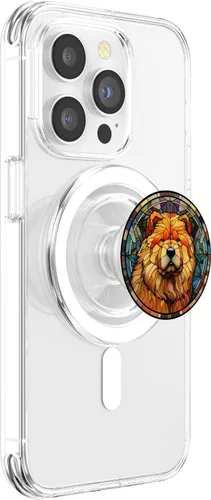 Vista 3 de Chow Chow Dog Stained Glass Leadlight Artistic Design PopSockets MagSafe PopGrip for iPhone